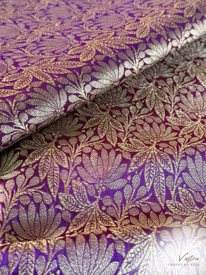Handwoven Purple Silk Brocade Fabric Thaan