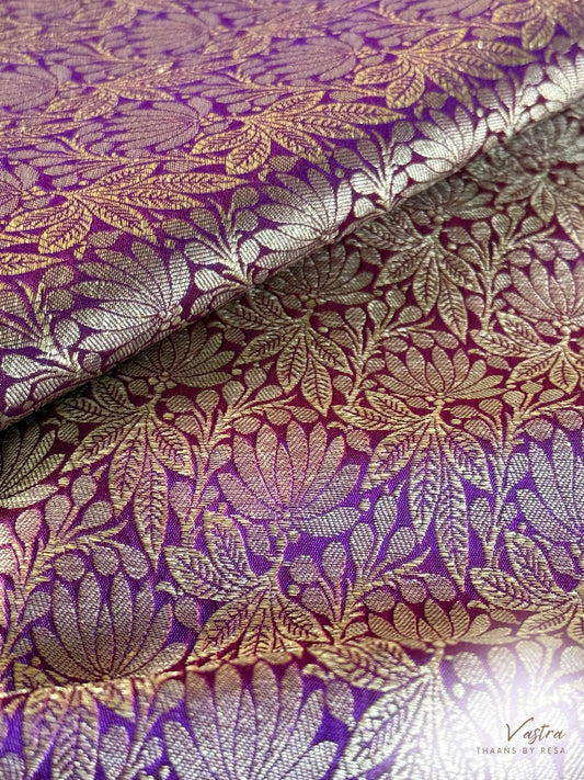 Handwoven Purple Silk Brocade Fabric Thaan