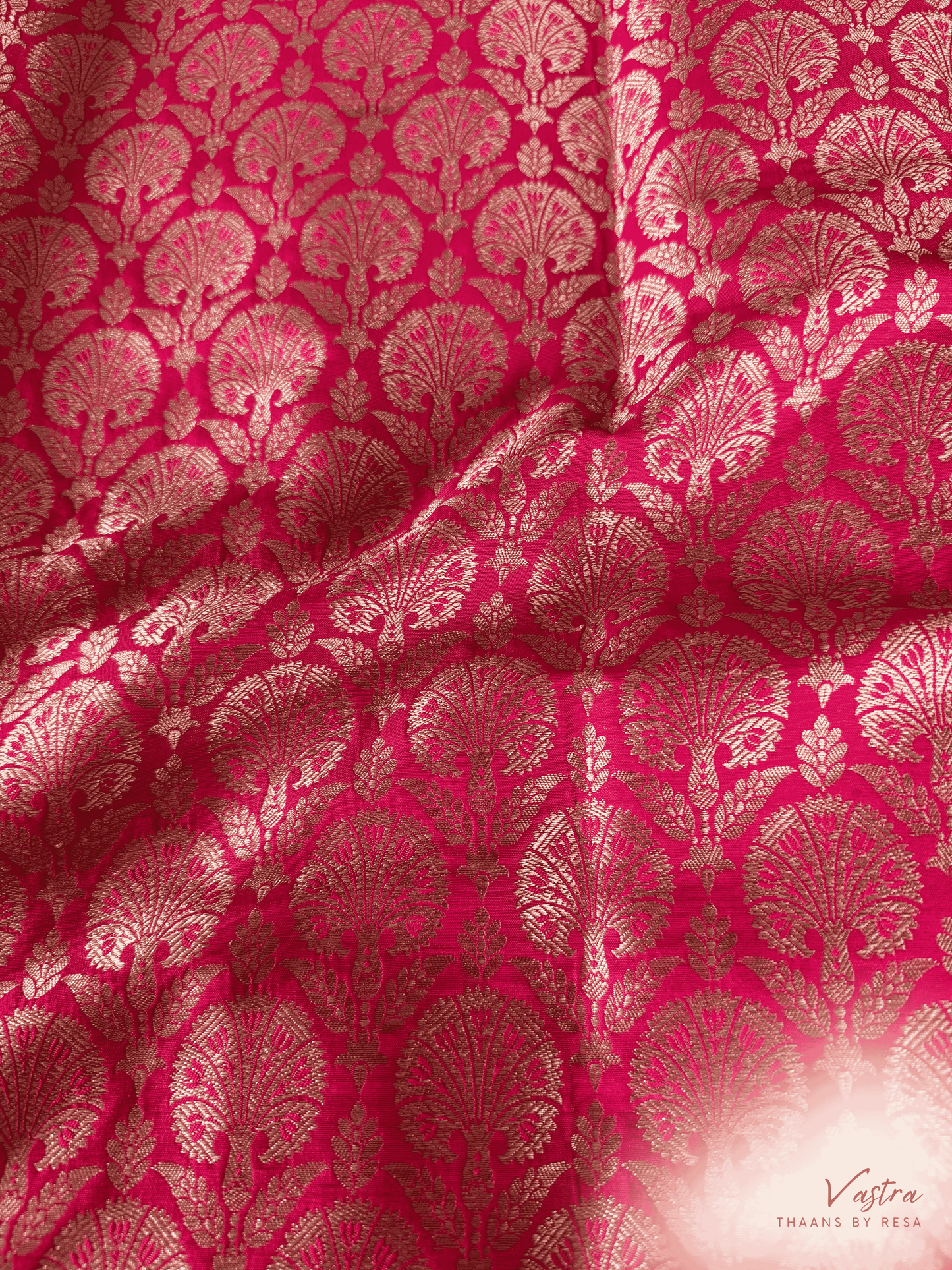 Handwoven Pink Silk Brocade Fabric Thaan