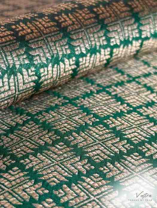 Handwoven Green Silk Abstract Brocade Thaan