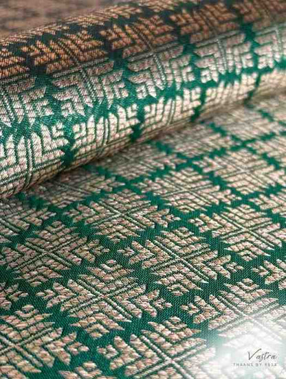 Handwoven Green Silk Abstract Brocade Thaan